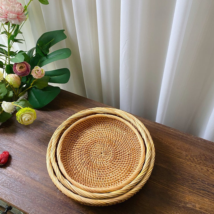 Modern Coffee Table Fruit and Snack Storage Bamboo Tray