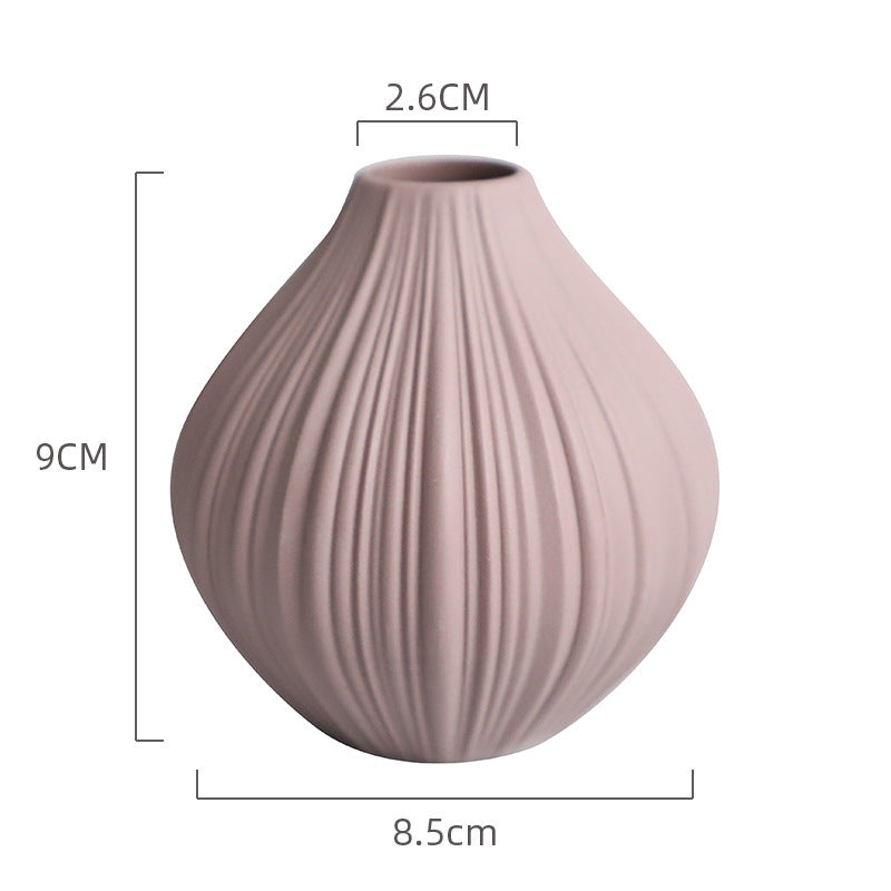 Ribbed Texture Mini Ceramic Vases