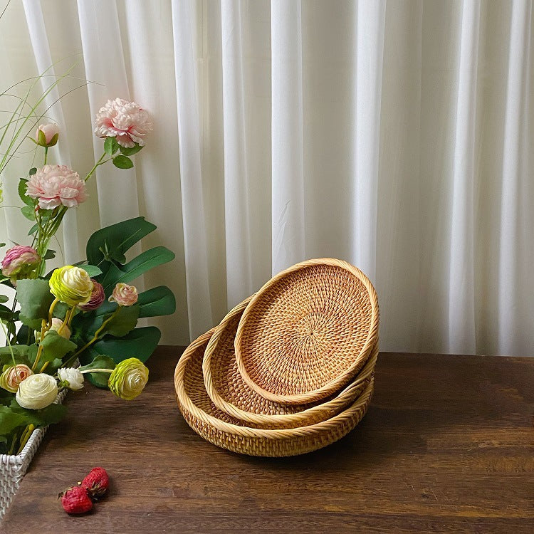 Modern Coffee Table Fruit and Snack Storage Bamboo Tray