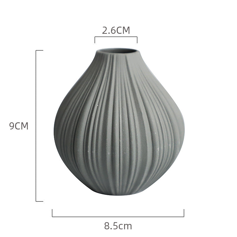 Ribbed Texture Mini Ceramic Vases