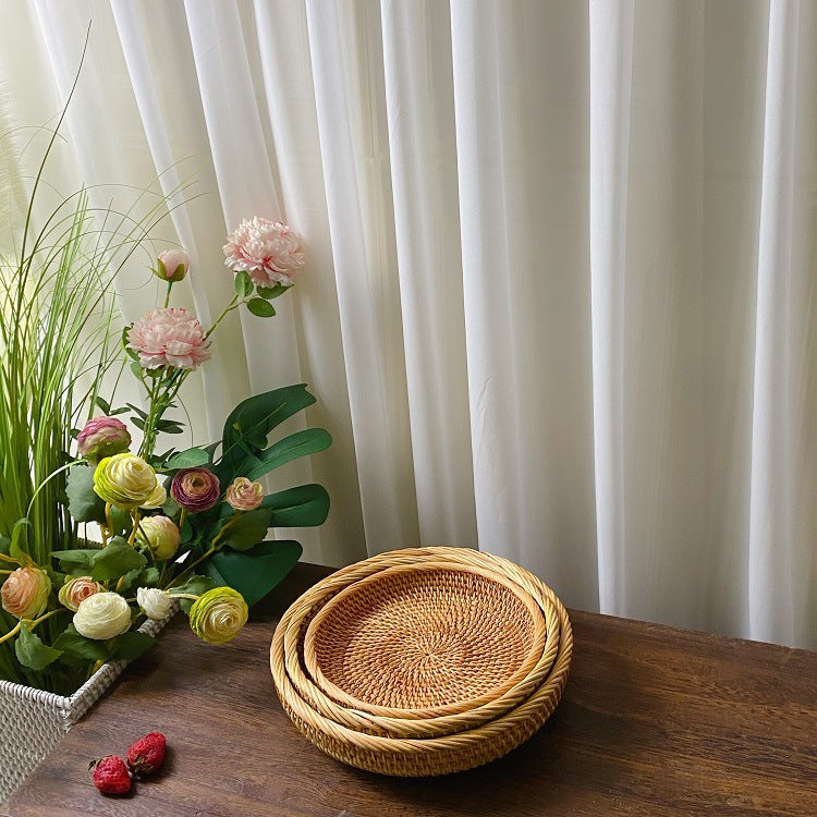 Modern Coffee Table Fruit and Snack Storage Bamboo Tray