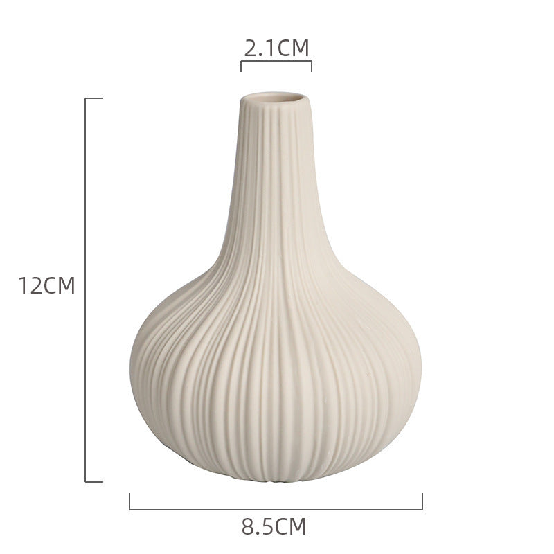 Ribbed Texture Mini Ceramic Vases