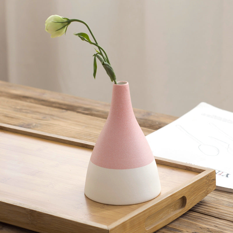 Small Round Ceramic Flower Vase for Table Decor