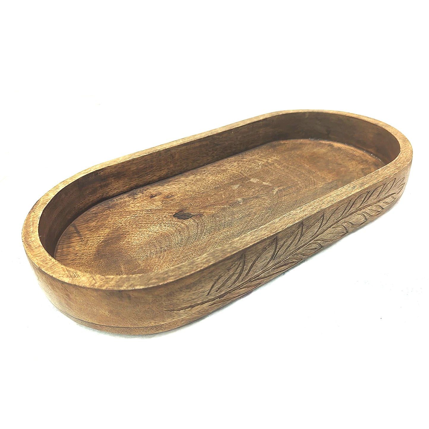 Wooden Centerpiece Bowl - Handcrafted Wooden Dough Bowls for Decor with Pattern