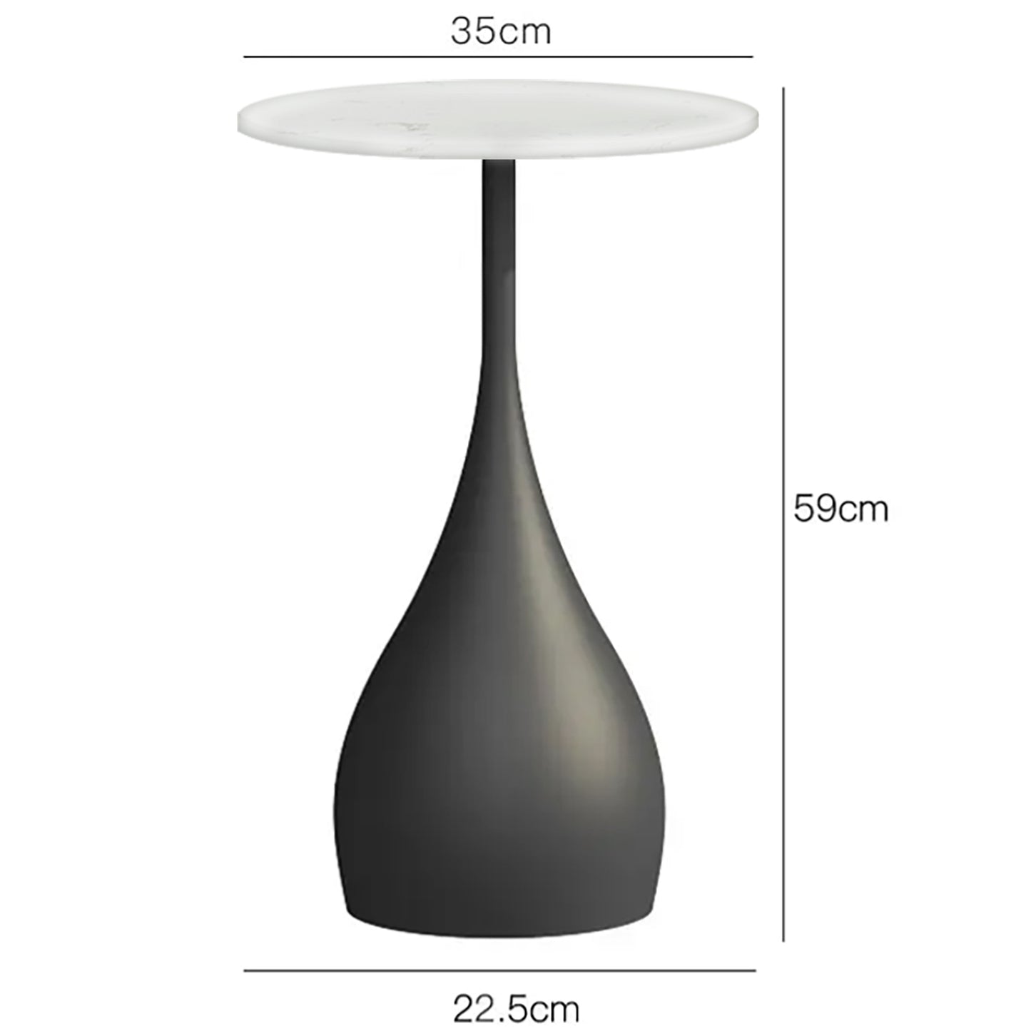 Round Marble Top End Table for Living Room - Round Accent Table (Black Iron Leg)