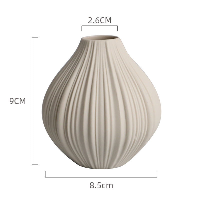 Ribbed Texture Mini Ceramic Vases