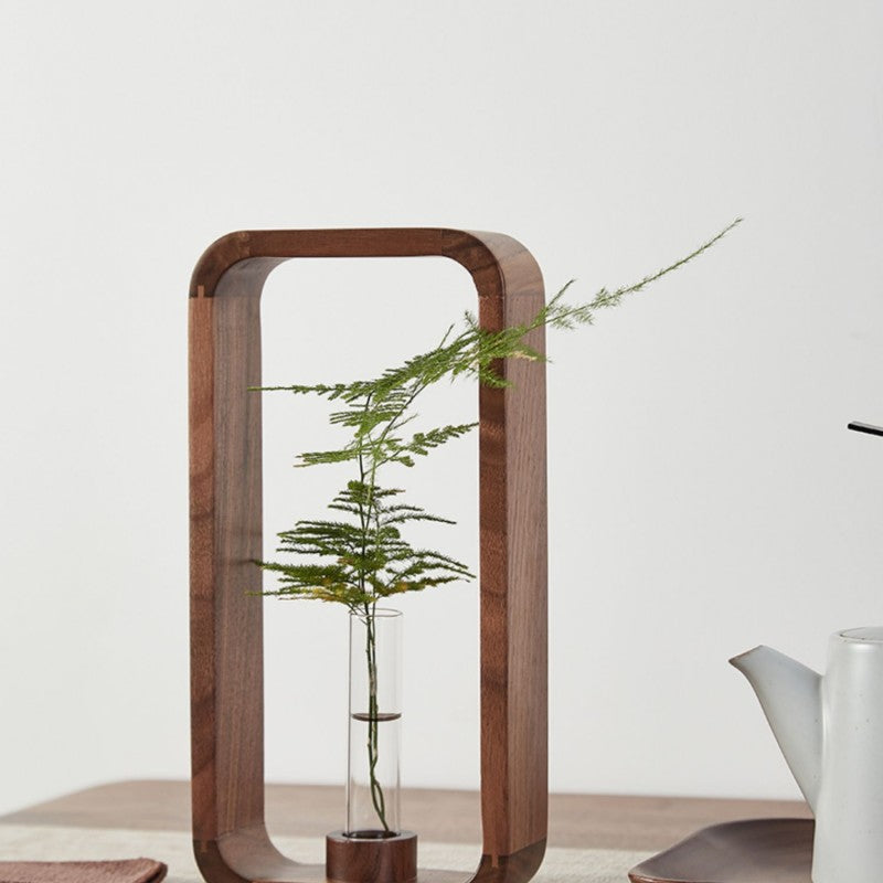 Living Room Tabletop Wood & Glass Vase